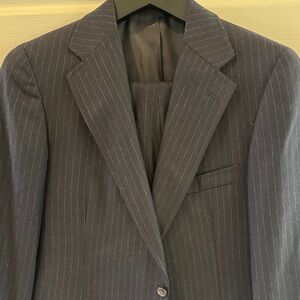 Vintage 1980s Polo University by Ralph Lauren for Sak's Navy Stripe Flannel Suit